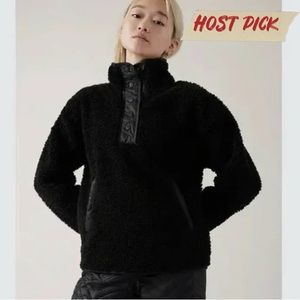 NWT Athleta cozy Sherpa snap sweatshirt